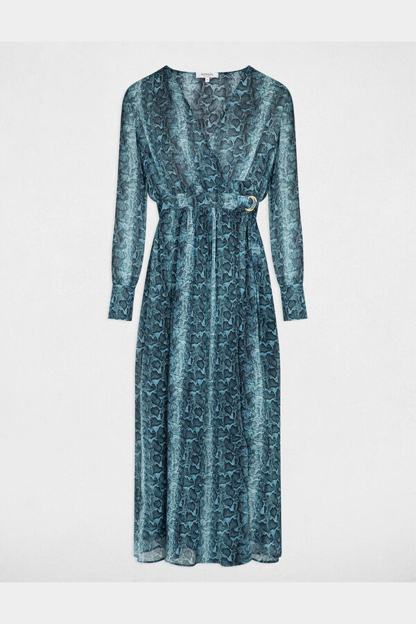 Cortefiel Long wrap dress Printed blue