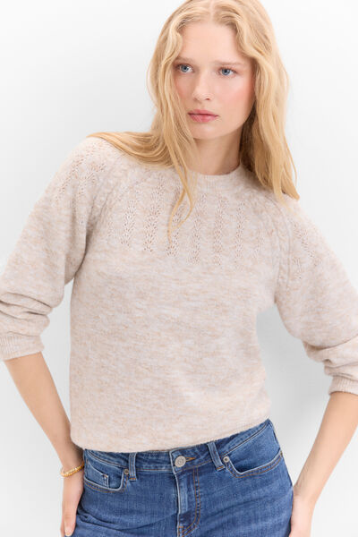 Cortefiel Openwork yoke jumper Beige