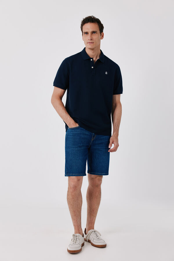 Cortefiel Polo b&aacute;sico piqu&eacute; Azul marino