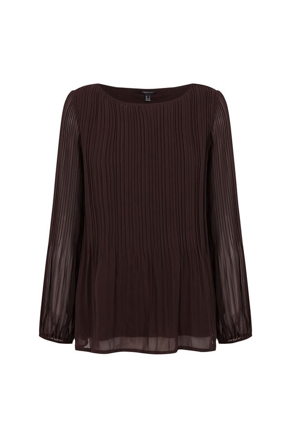 Cortefiel Pleated blouse Dark brown