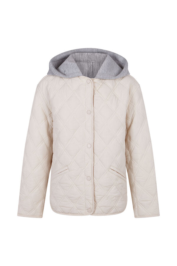 Cortefiel Short hood sweatshirt anorak Ivory