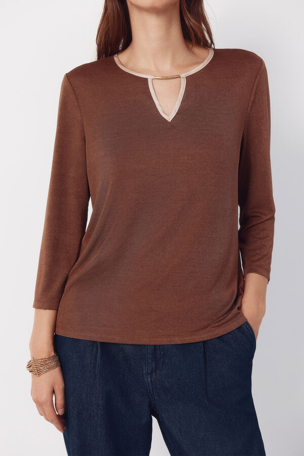 Cortefiel Top teardrop contrast Dark brown