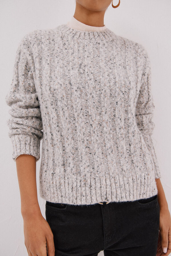 Cortefiel Suéter de malha torcida Cinzento