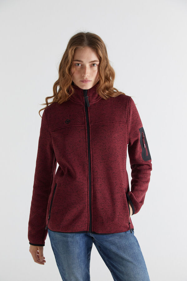 Cortefiel Knitted fleece jacket Maroon