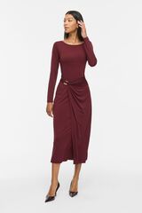 Vila Vestido midi com detalhe franzido Granada