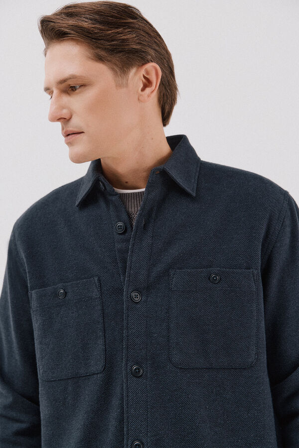 Cortefiel Quilted overshirt Navy