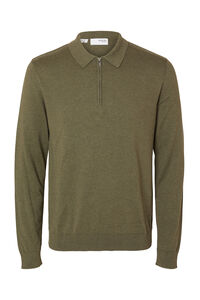 Selected Camisola polo 100% algodão com meia fecho-éclair .