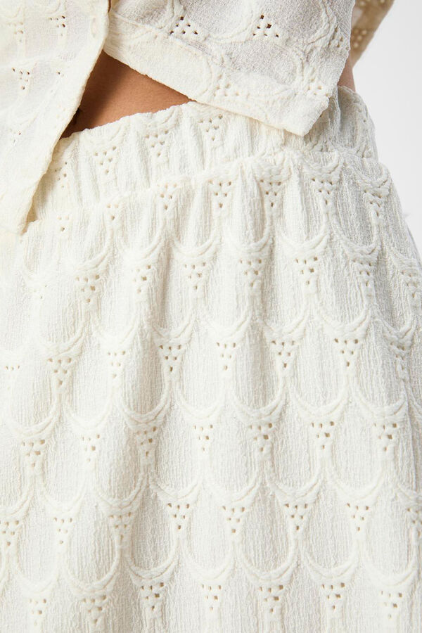 Cortefiel Falda de bordados perforados Blanco