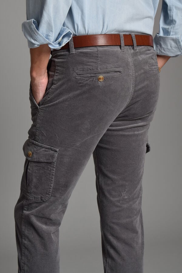 Cloking Calça cargo de veludo cotelê Cinzento