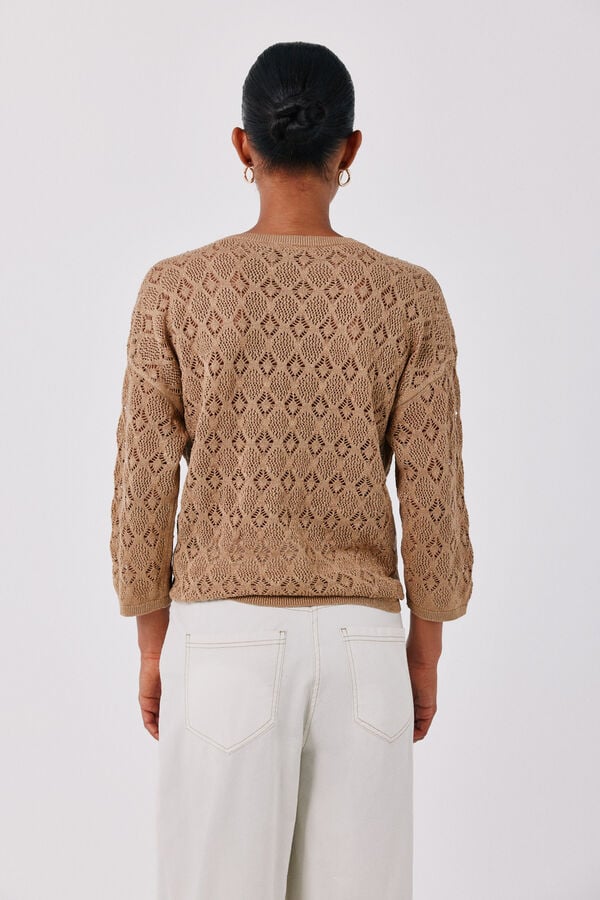 Cortefiel Lurex openwork jumper Beige