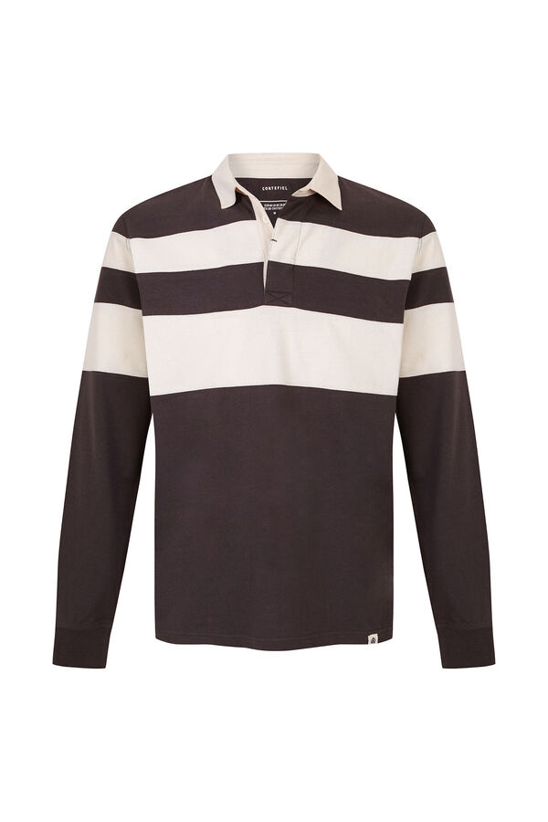 Cortefiel Striped rugby polo shirt Dark grey