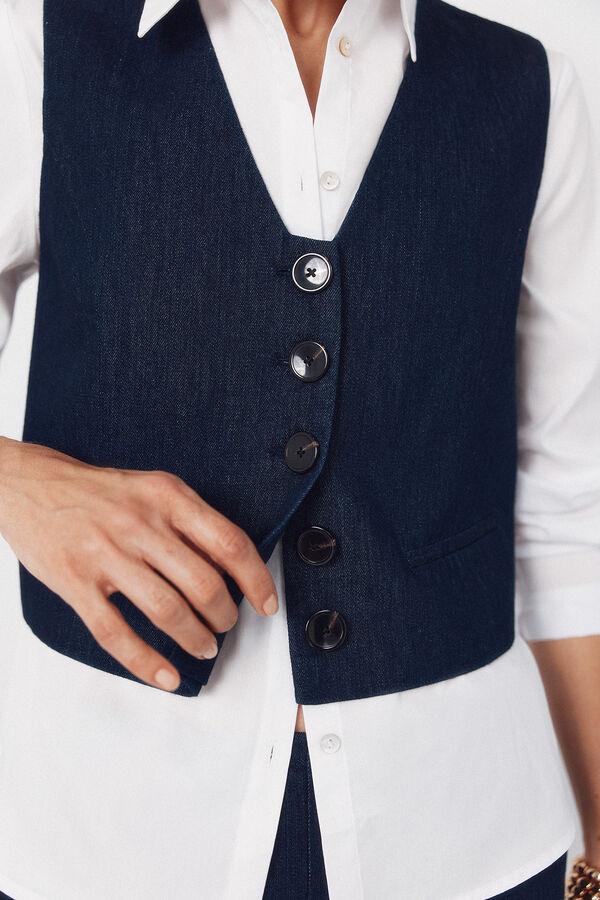 Cortefiel Tailored denim vest Blue