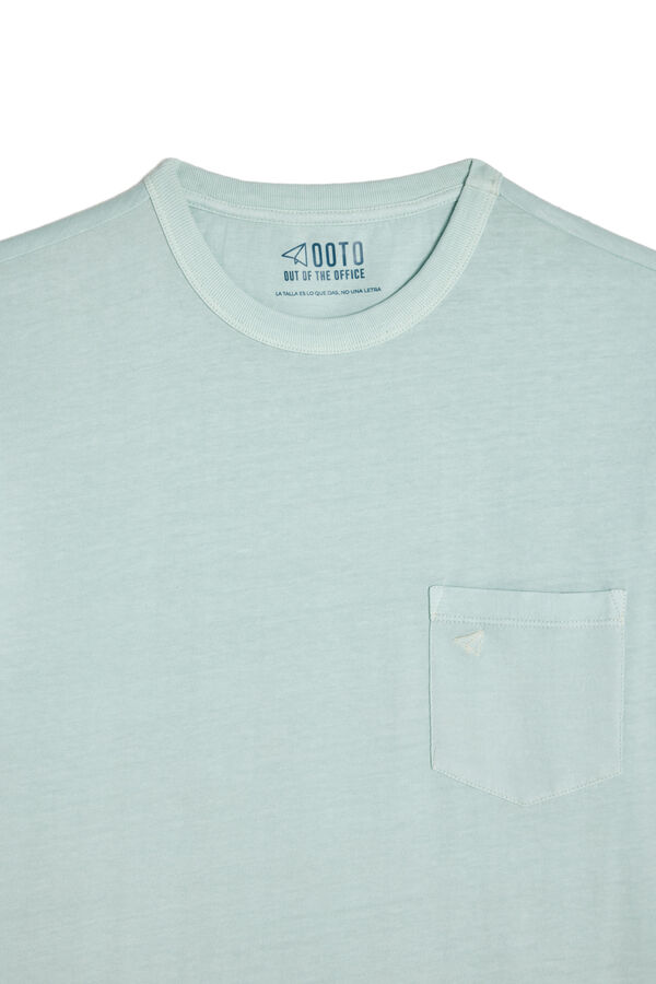 Cortefiel T-shirt with embroidered OOTO plane on pocket Turquoise