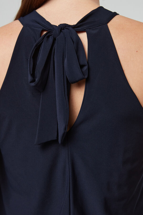 Cortefiel Long jumpsuit with tie Navy