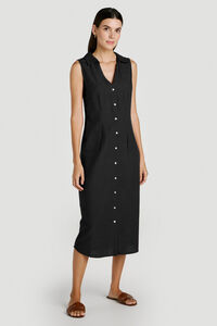 Vila Vestido midi camisero de lino