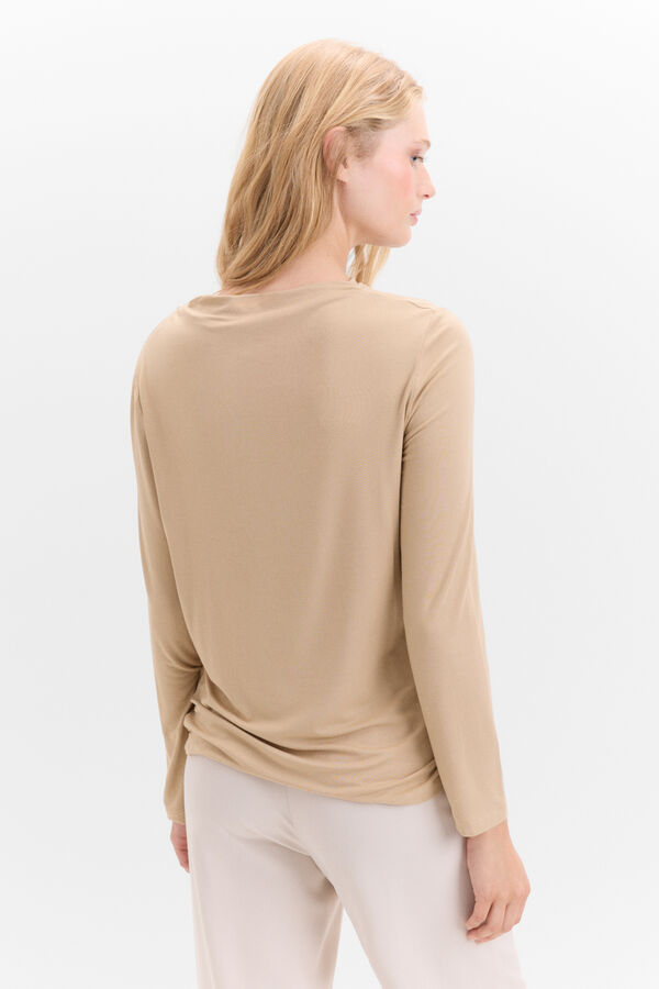 Cortefiel T-shirt with pleats on the shoulder Beige