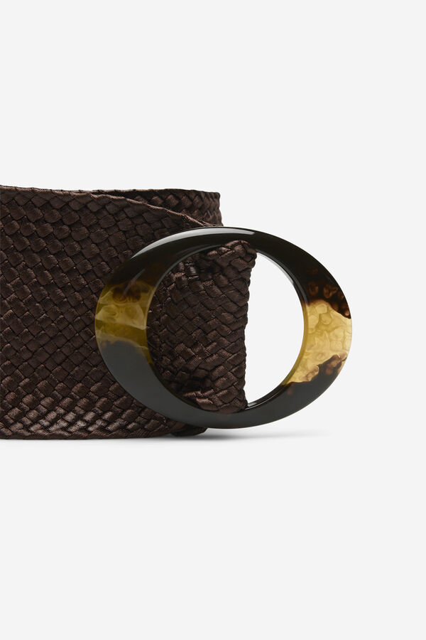 Cortefiel Braided sash belt Dark brown