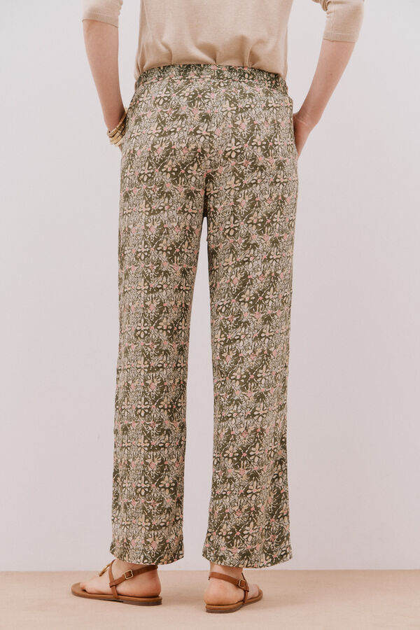 Cortefiel Flowing printed trousers Printed green