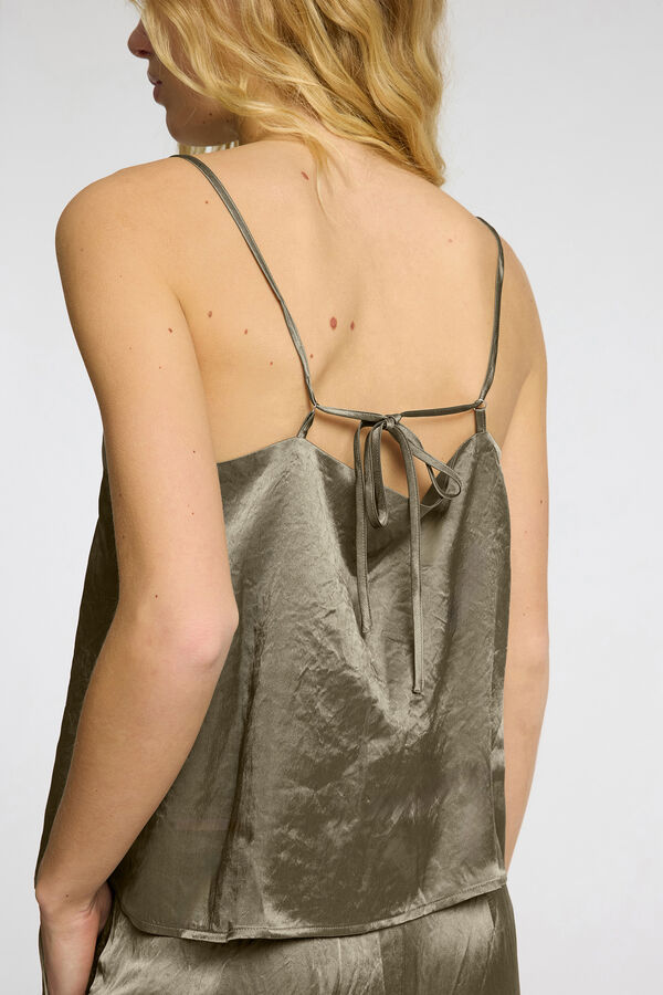 Selected Femme Top de cetim com alças Cinzento