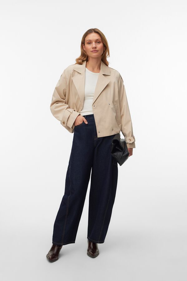 Vero Moda Trench curto com aba Tostado