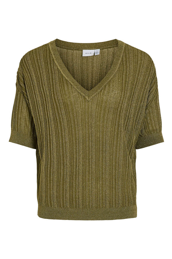 Vila Top de malha com lurex Verde