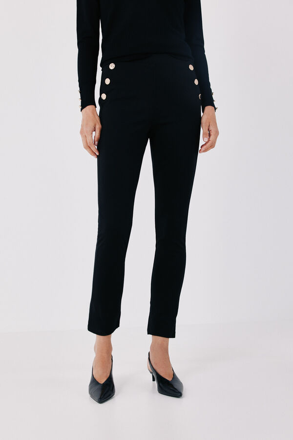 Cortefiel Legging with snaps Black