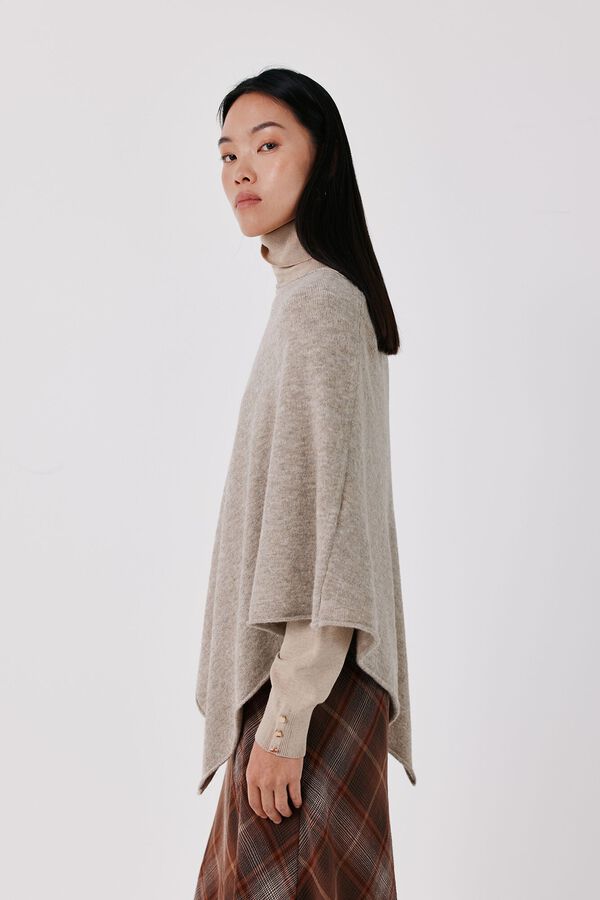 Cortefiel Soft touch poncho Beige