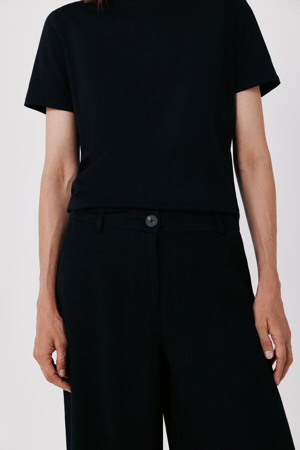 Cortefiel Fluid wide trousers Black