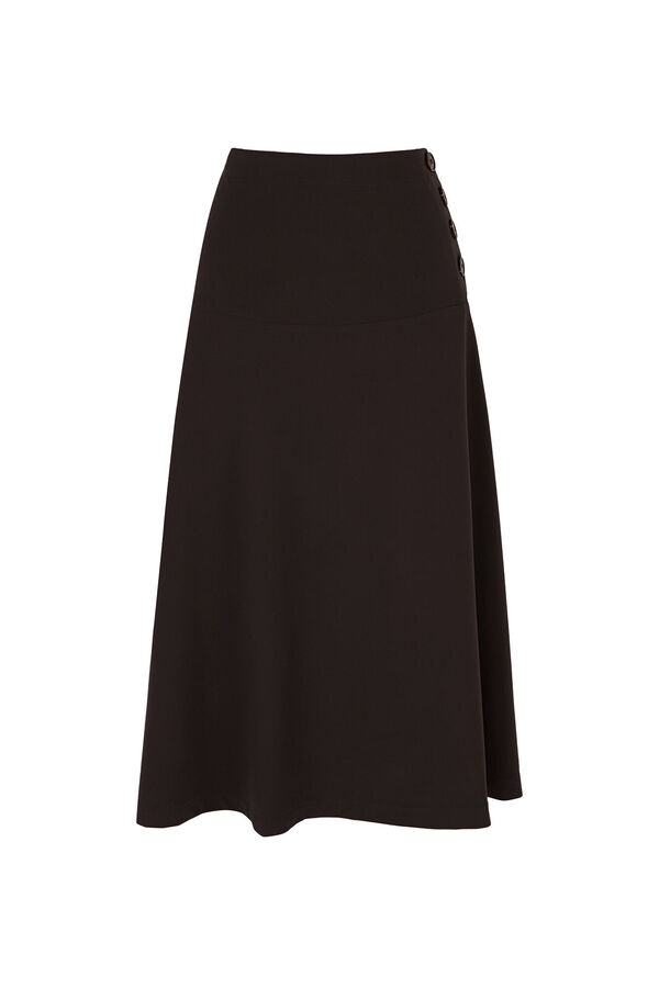 Cortefiel Flared skirt with buttons Black