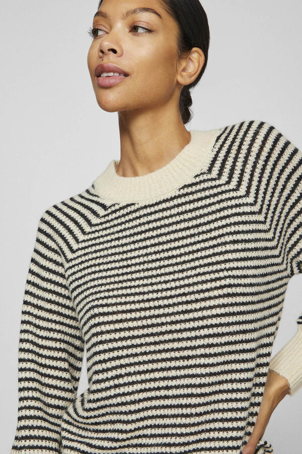 Cortefiel Striped jersey with glitter Grey