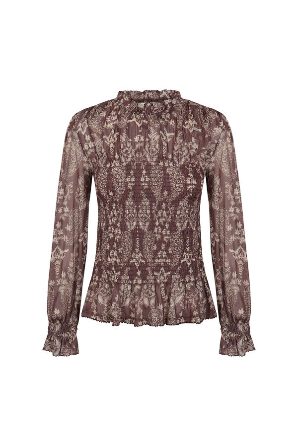 Slowlove Top tul estampado fruncido Multicolor
