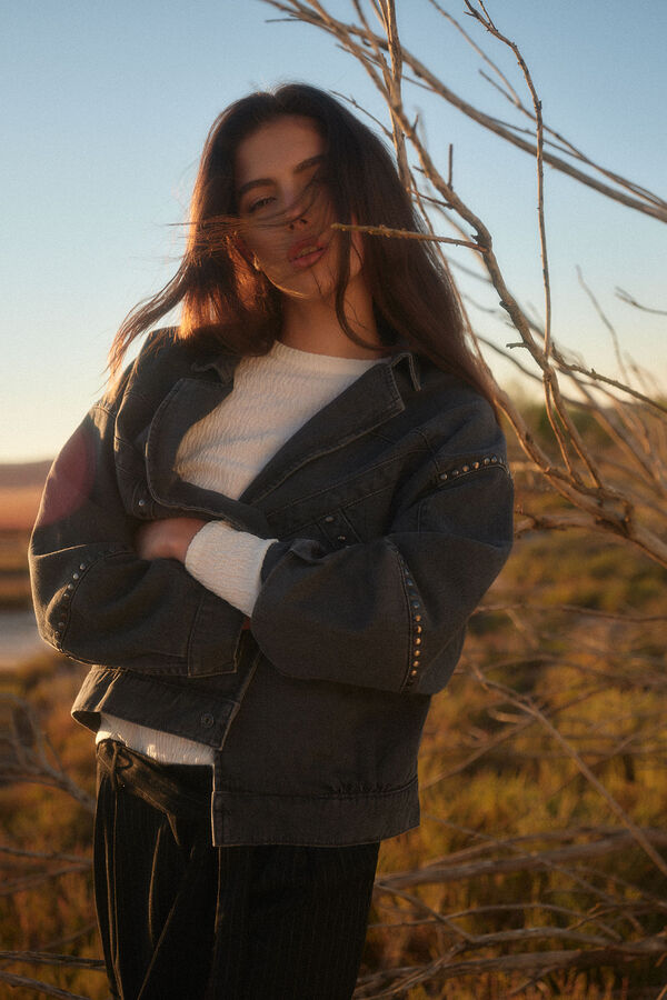 Cortefiel Denim bomber Jacket Grey