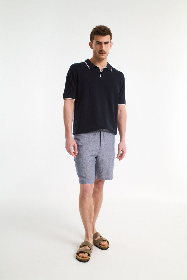 Selected Bermuda de linho com caimento relaxado Cinzento