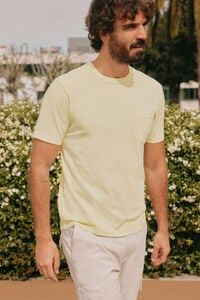 Cortefiel T-shirt with embroidered OOTO plane on pocket Yellow