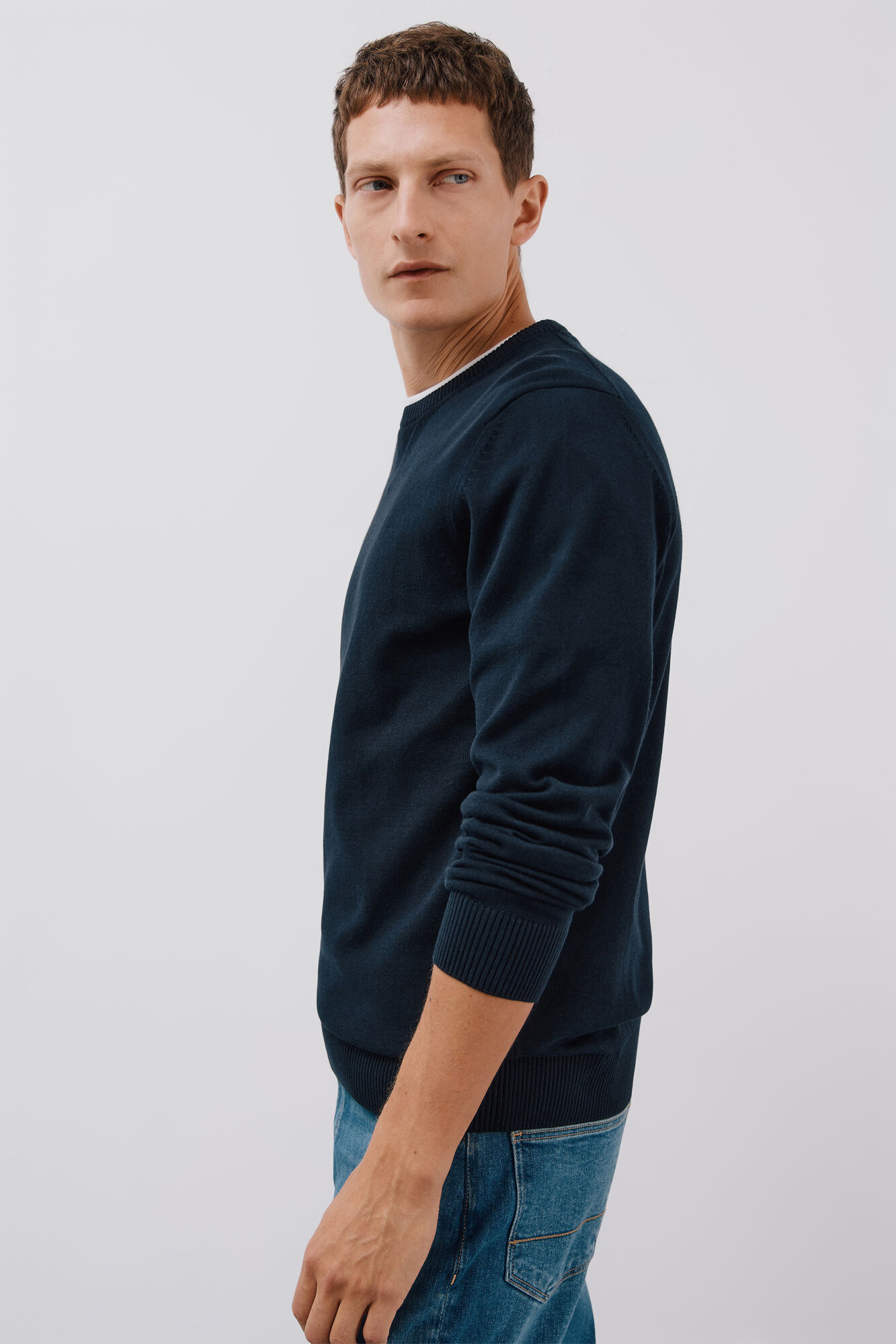 Cortefiel Fine knit cotton round neck jersey-knit 