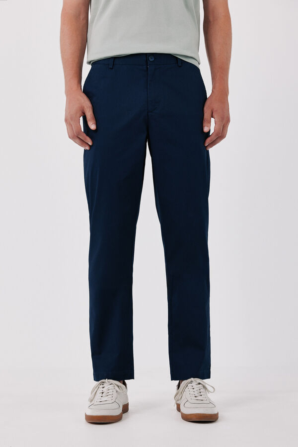 Cortefiel Print regular chinos Navy