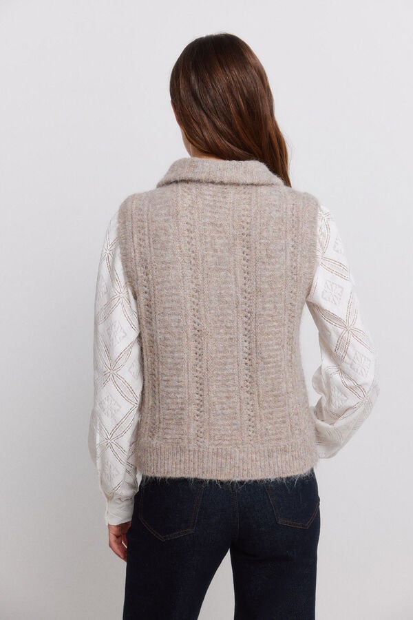 Vila High neck knit gilet Beige