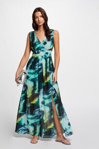 Cortefiel Long printed dress Multicolour