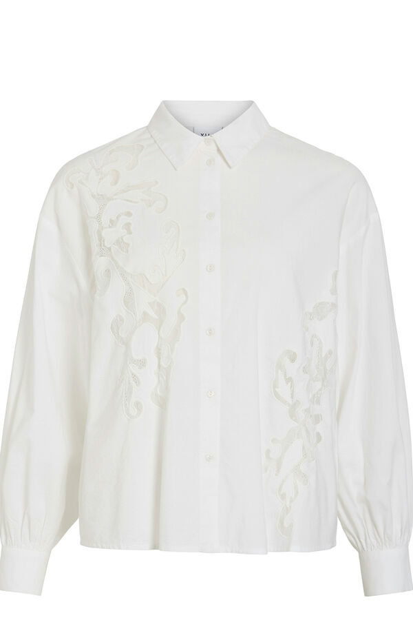 Vila Camisa de viscose e algodão com renda Branco