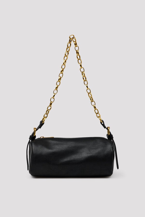 Cortefiel Chain mini barrel bag Black