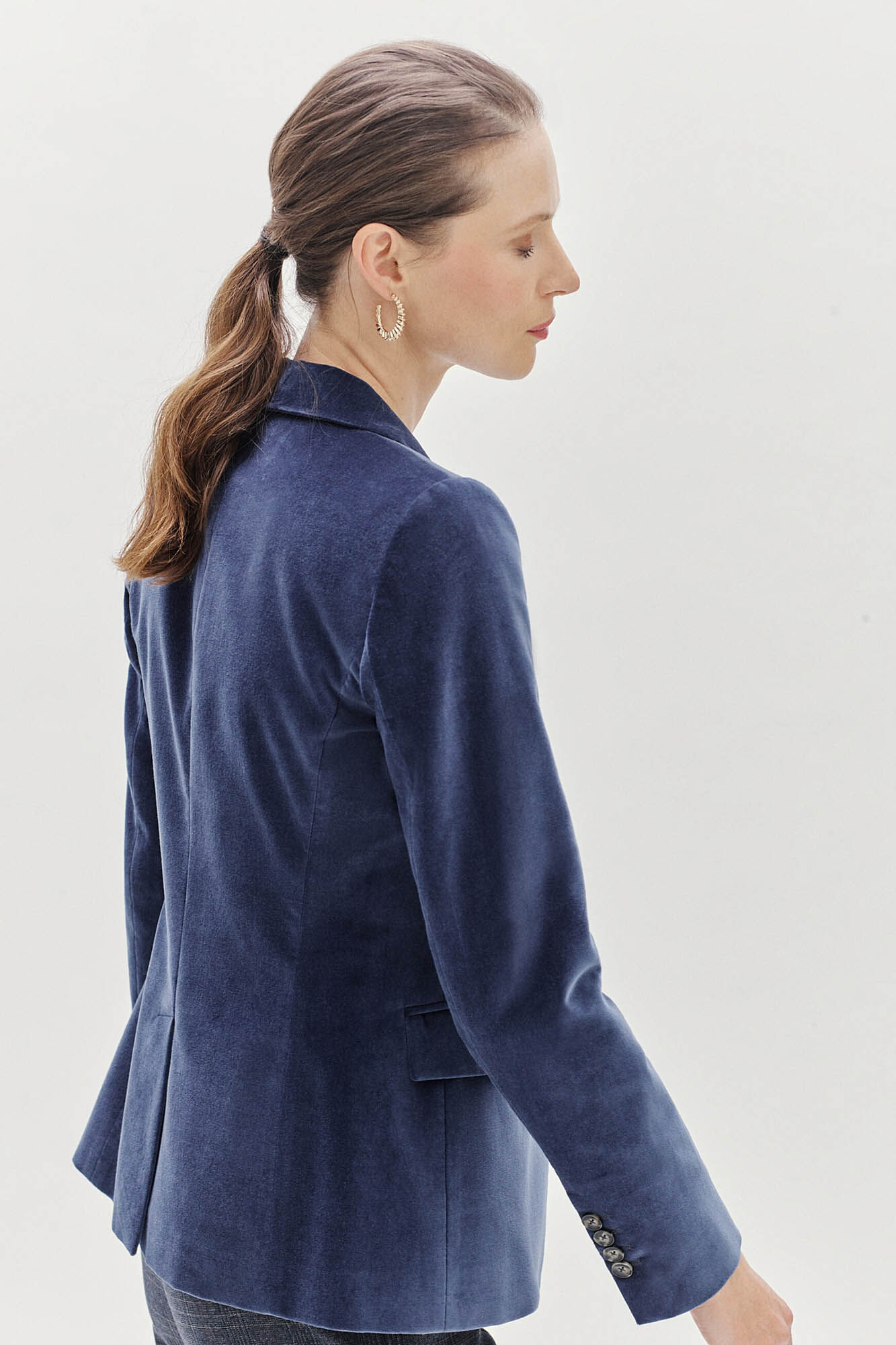 Blazer terciopelo azul mujer hot sale