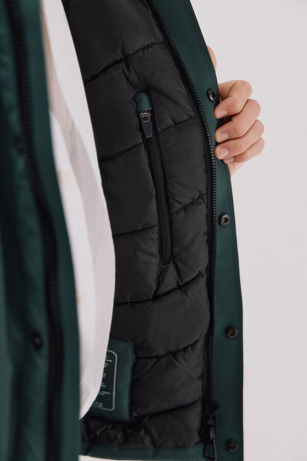 Cortefiel Hooded parka Dark green