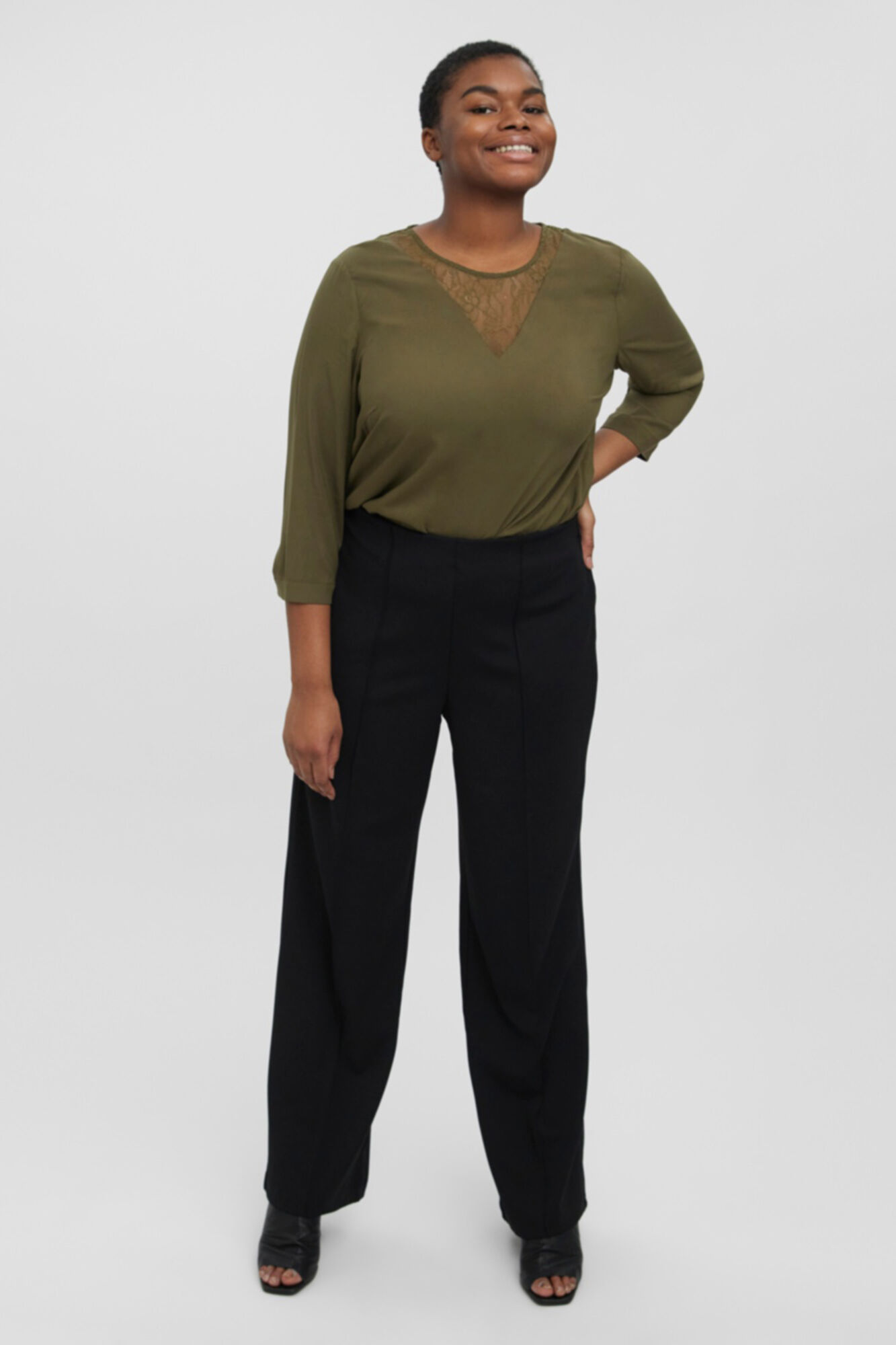 Pantalon ancho talla grande Pantalones de mujer Cortefiel