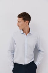 Cortefiel Micro-checkered cotton shirt Blue