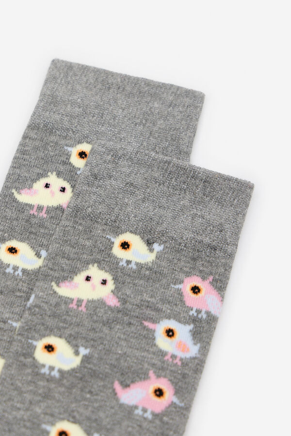 Cortefiel Birds motif socks Grey
