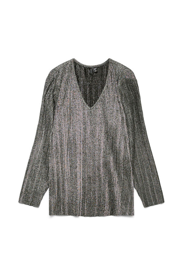 Vero Moda Curve Top lúrex manga larga talla grande Gris