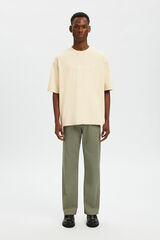 Selected T-shirt manga curta para homem relax estampado &agrave; frente Tostado