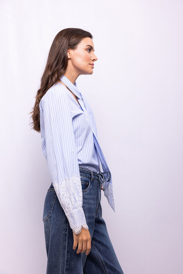 Object Blusa de riscas renda Azul