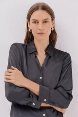 Cortefiel Satin-finish shirt Dark grey
