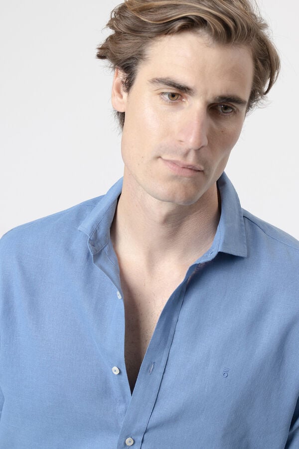 PuroEGO Camisa lino porcelana Azul oscuro